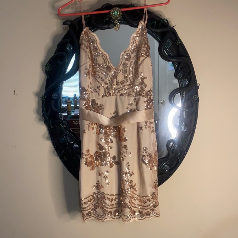Bridesmaid from mini dress Cream/rose gold color